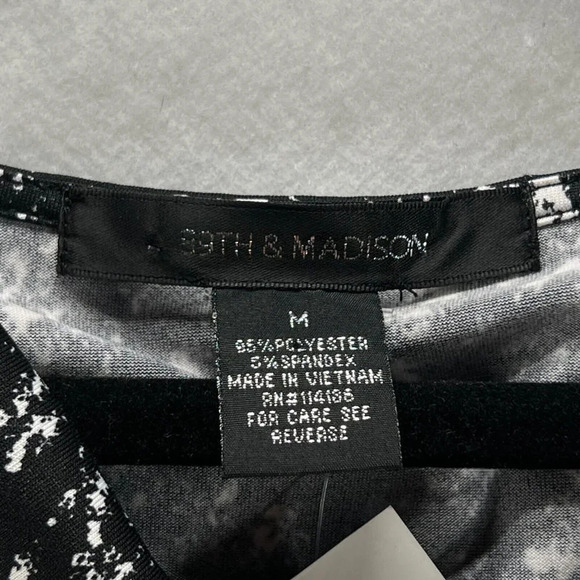 89TH & MADISON Tank Womens Sz M Printed Draped Sleeveless Stretch Jersey Black - Picture 8 of 10